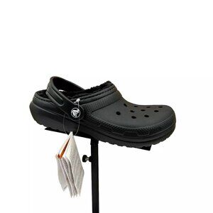 Crocs Youth Boy's/Girl's Slip on Faux Fur Clog Size J5 Black Fuzzy Warm Slippers